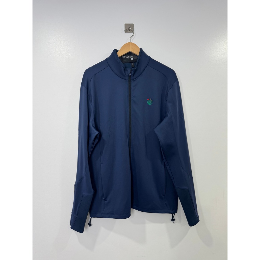 Greyson Men Blue Full Zip Golf Jacket Embroidered Crest Wolf Logo XL